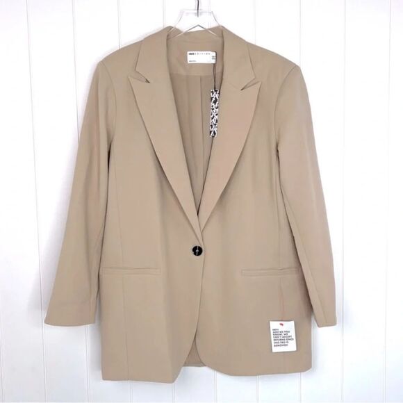 NWT ASOS Blazer Jacket Cream Oversized Size 6